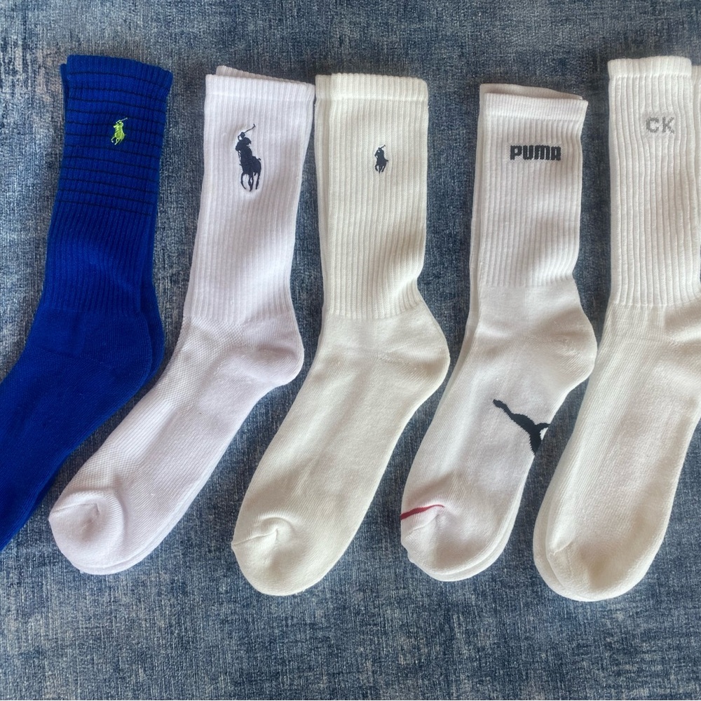 New Ralph Lauren CK PUMA White Crew Socks